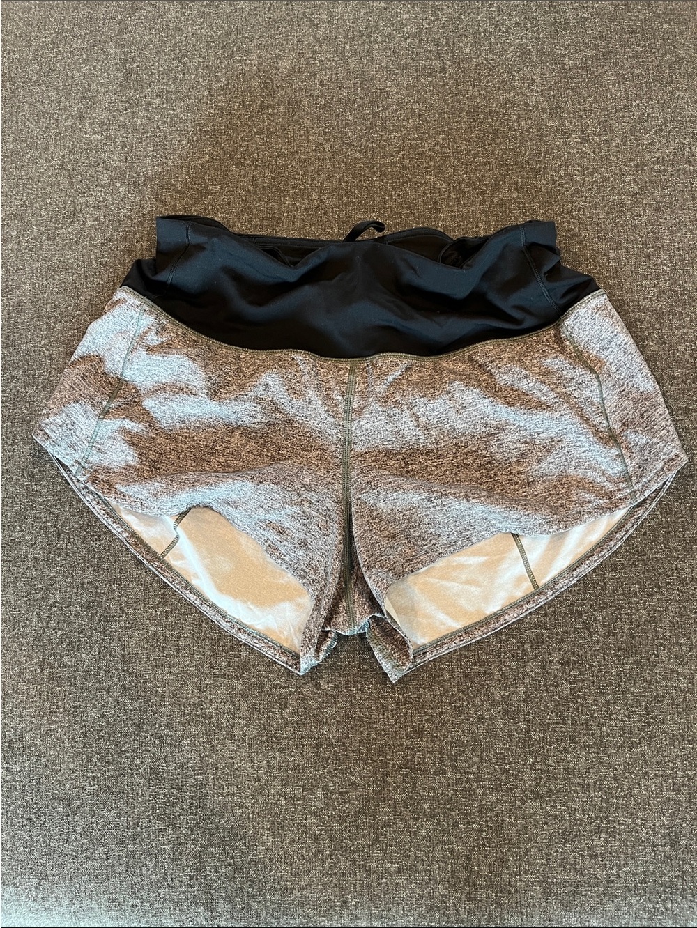 Women’s Gray Athletic Running Shorts with Black Waistband